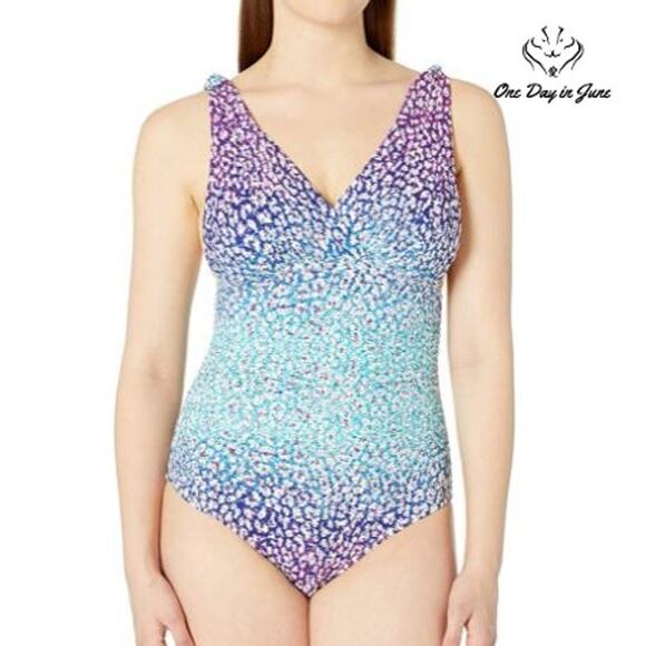 Athena Surplice One Piece Swimsuit Size 10 - Picture 1 of 4
